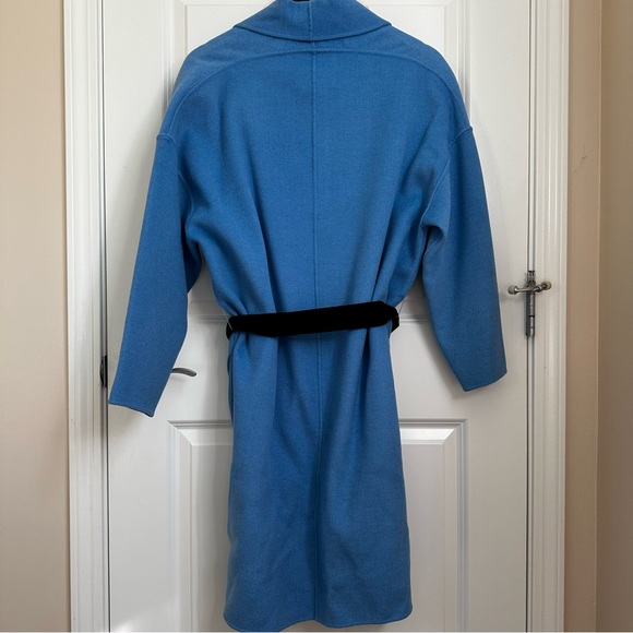 MAJE Oversized Dropped Shoulders Wool Coat with Contras Black Belt Size US4 Fall - Picture 12 of 16